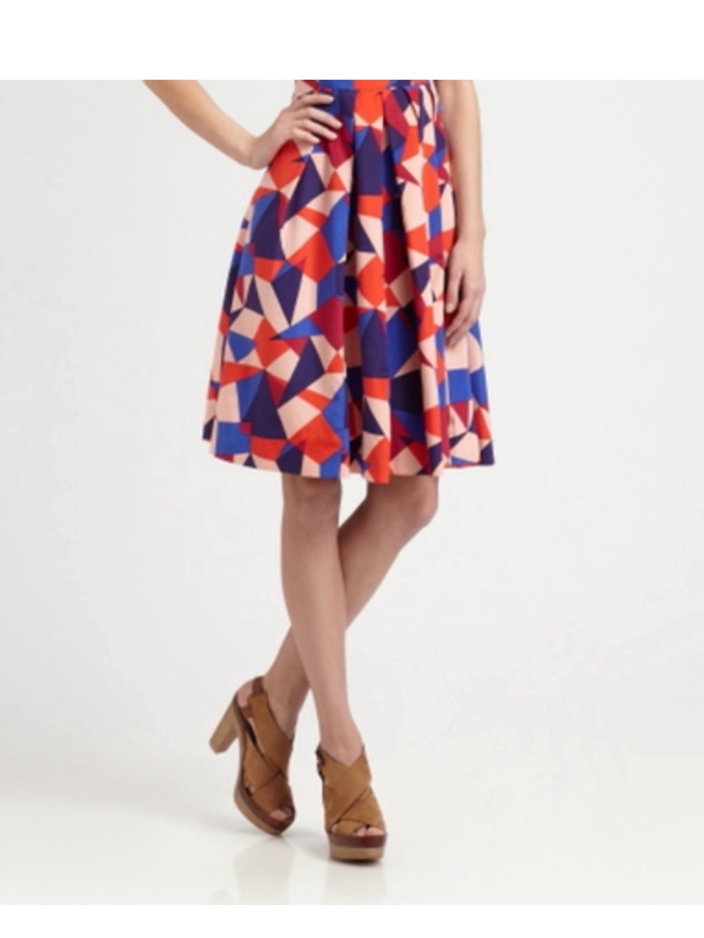 Marc Jacob Bold Geometric A-Line Skirt in Red, Blue & Pink